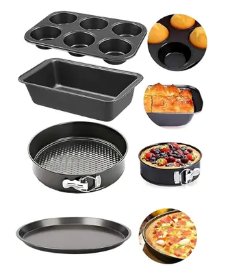 PureBake 4-Piece Non-Stick Baking Set with Cake, Bread, Pizza, and Muffin Moulds