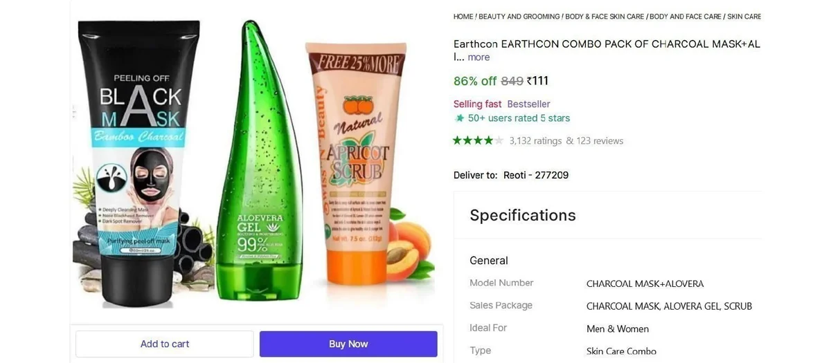 Charcoal Clean & Glow Kit (3 Items) @ ₹111