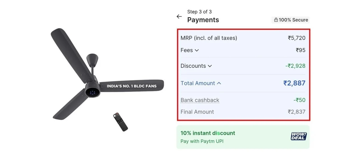 Atomberg Renesa Fan For ₹2,887.