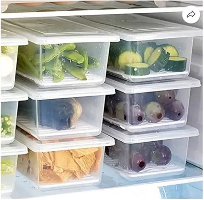 Mataiva Pack of 6 Plastic Fridge Container  - 1500 ml Multicolor
