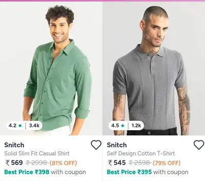 Myntra |  Snitch Men's Clothing - Up to 78% OFF