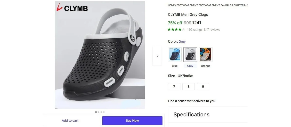 CLYMB Men's Clogs @ ₹241
