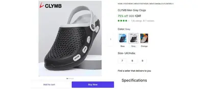 CLYMB Men's Clogs @ ₹241