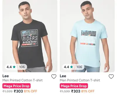 Myntra | Upto 82% Off : Lee Mens Clothing.