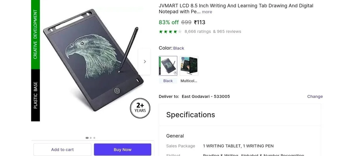 LCD 8.5" Writing Pad at ₹113
