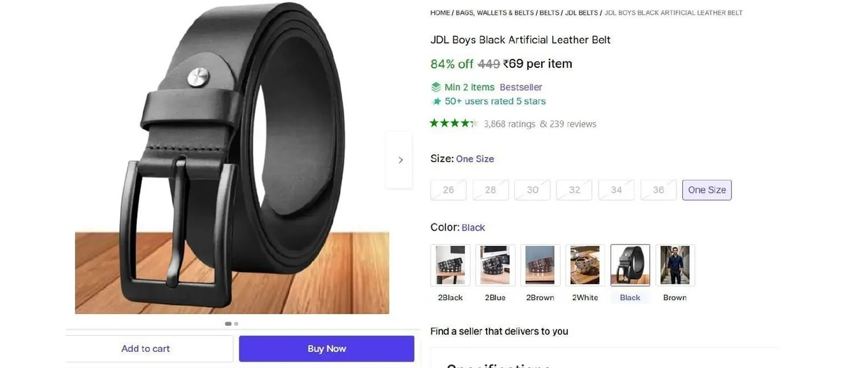 Artificial Leather Belt @ ₹69