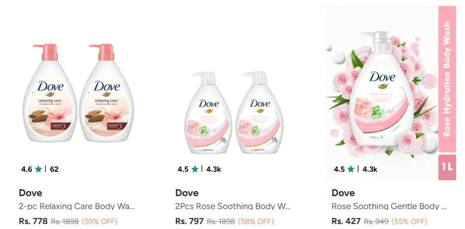 Myntra | Dove Body Wash -70%