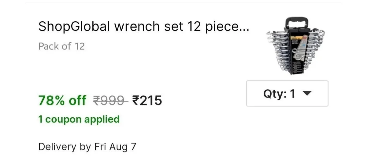 Double Sided Combination Wrench (Pack of 12) @ ₹215