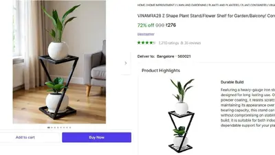 Z Shape Plant Stand @ ₹276