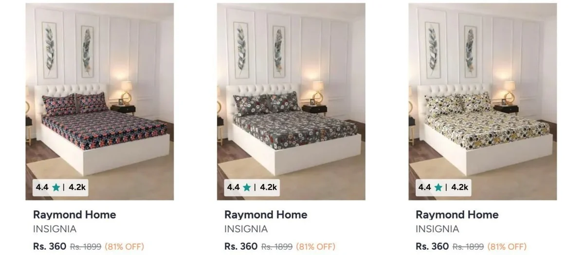 Raymond Home Bedsheets from ₹360