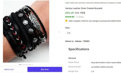 Alloy Bird Feather Charm Handcrafted Bracelet @ ₹172