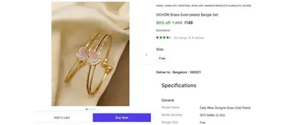 Brass Gold-Plated Bangle Set @ ₹148