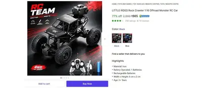 Offroad Monster RC Car with Smoke Function @ ₹665