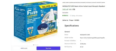 Mosquito Repellent 1 Machine+1 Refill Vaporiser Combo @ ₹79