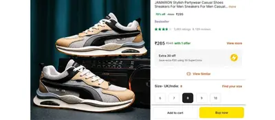 GRAB : Men's Sneakers at ₹295