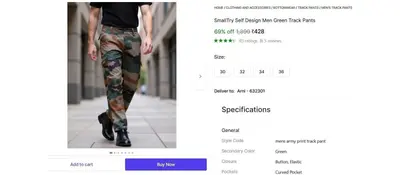 Men's Army Print Track Pant @ ₹428