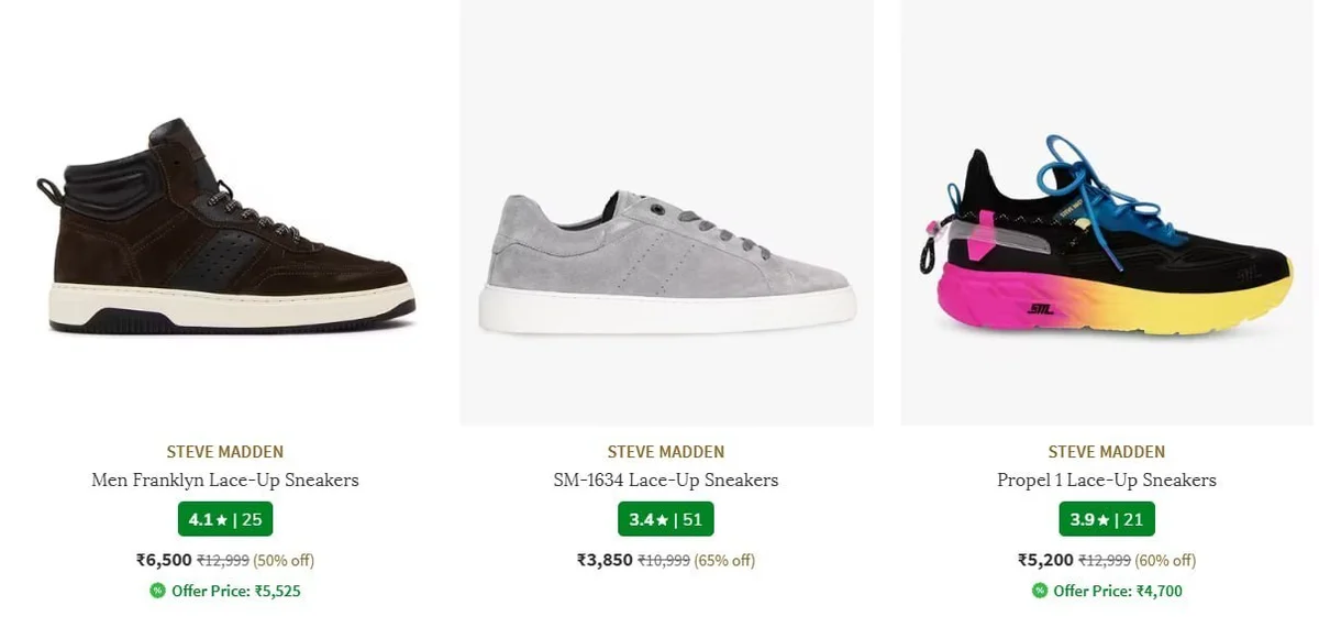 Ajio | Steve Madden 50% Off