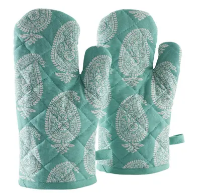 Solimo 100% Cotton Padded Oven Gloves, Pack of 2
